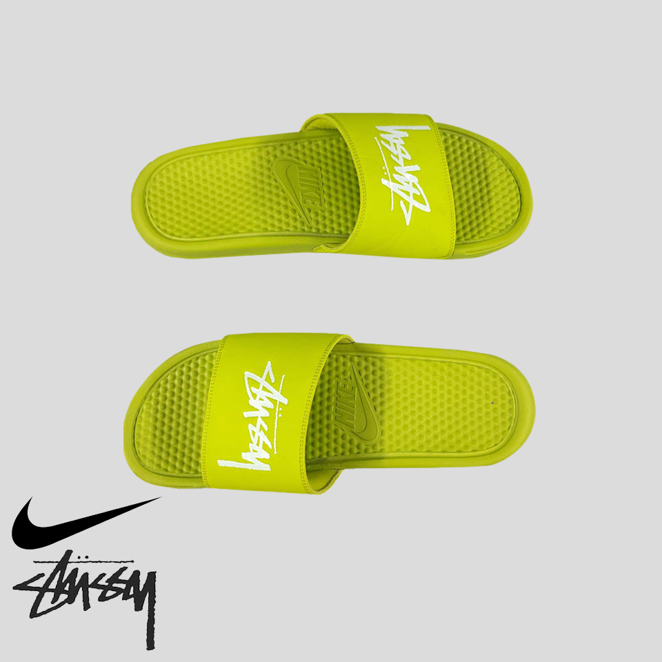 Nike x Stoussi CW2787-300 Fluorescent Lime Benashi Slide Slippers 290