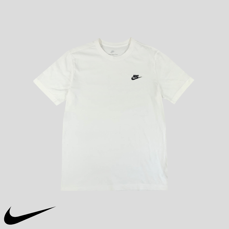 ナイキ ホワイト ブラック フューチュラ ラウンドネック コットン100 半袖 Tシャツ M