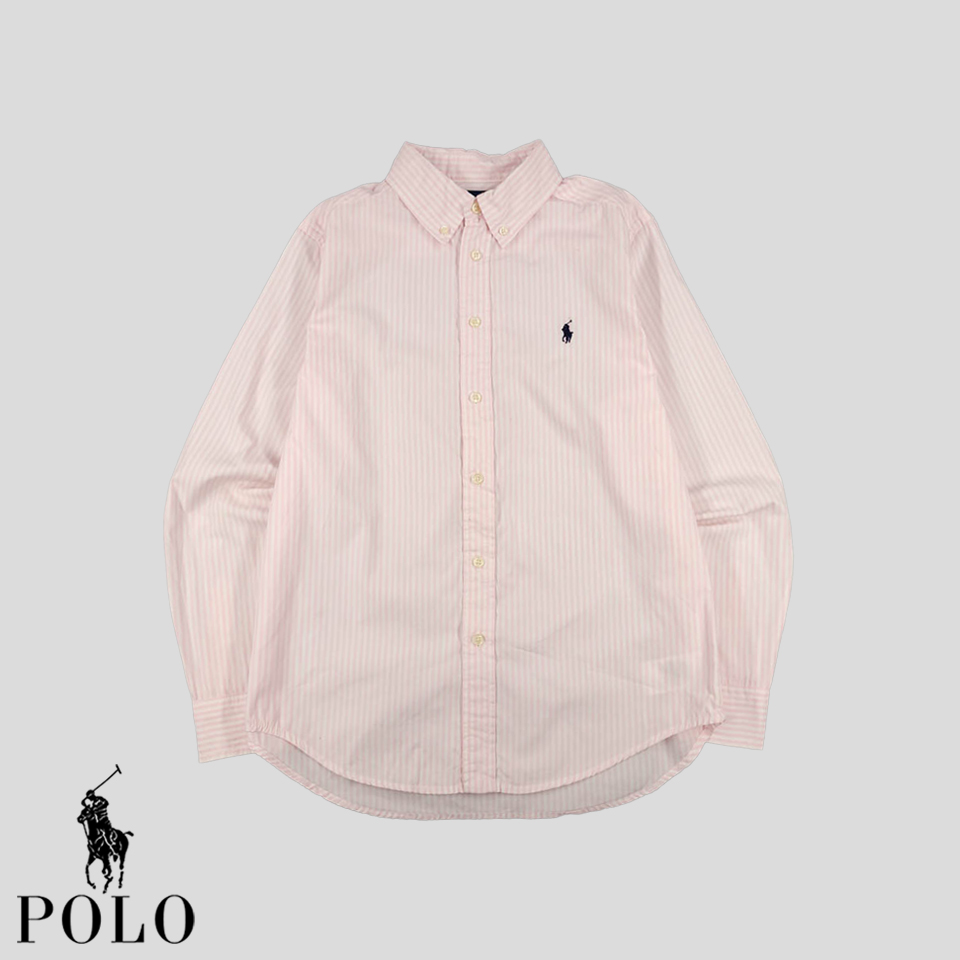 폴로랄프로렌 핑크 화이트 네이비포니 캐주얼 코튼100 버튼다운 남방 셔츠 WOMANS M