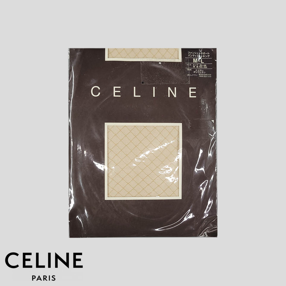 CELINE 셀린 셀린느 베이지 누드톤 다이아몬드 아가일체크 패턴 팬티 스타킹 MADE IN JAPAN 새상품 M-L