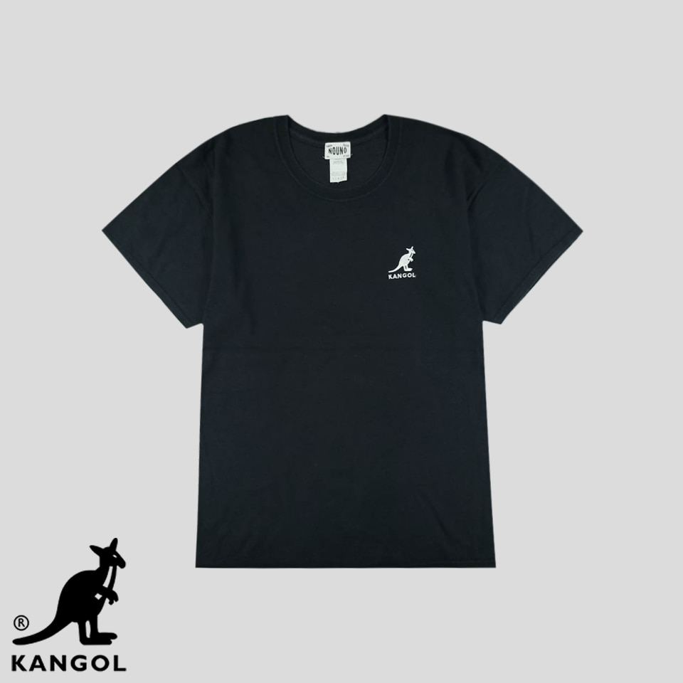 NOUNO x KANGOL 캉골 피그먼트 블랙 로고 라운드넥 코튼100 반팔 티셔츠 L