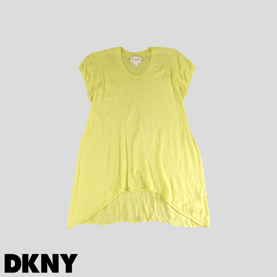PURE DKNY 퓨어 디케이엔와이 레몬 옐로우 린넨100 반팔 티셔츠 WOMANS S-M