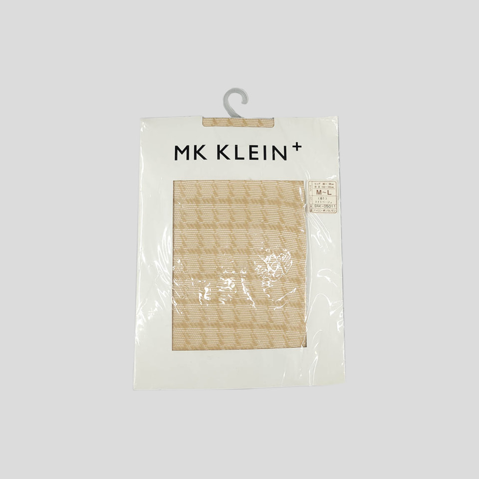 MK KLEIN 미쉘클랑 베이지 스퀘어 체크 패치 망사 그물 팬티 스타킹 새상품 150-165