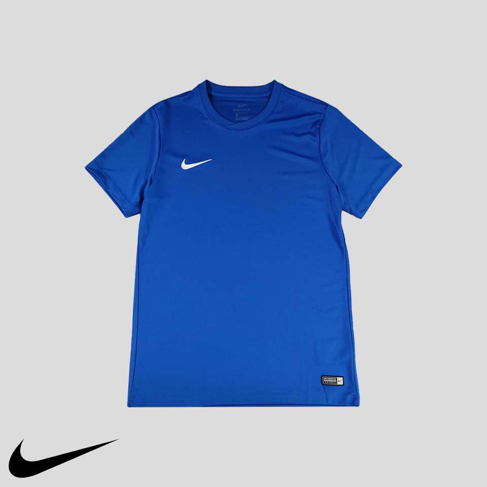 나이키 블루 드라이핏 스우시 어센틱 풋볼 사이드메쉬 폴리 져지 기능성 반팔 티셔츠 M